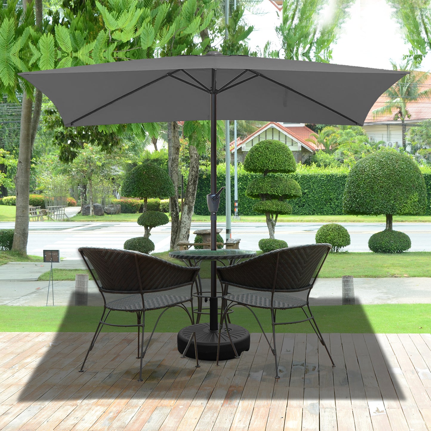 RANSENERS Kippbarer Sonnenschirm, Rechteckig 200 x 300 cm Gartenschirm, UV-Schutz UPF50+ (Grau)