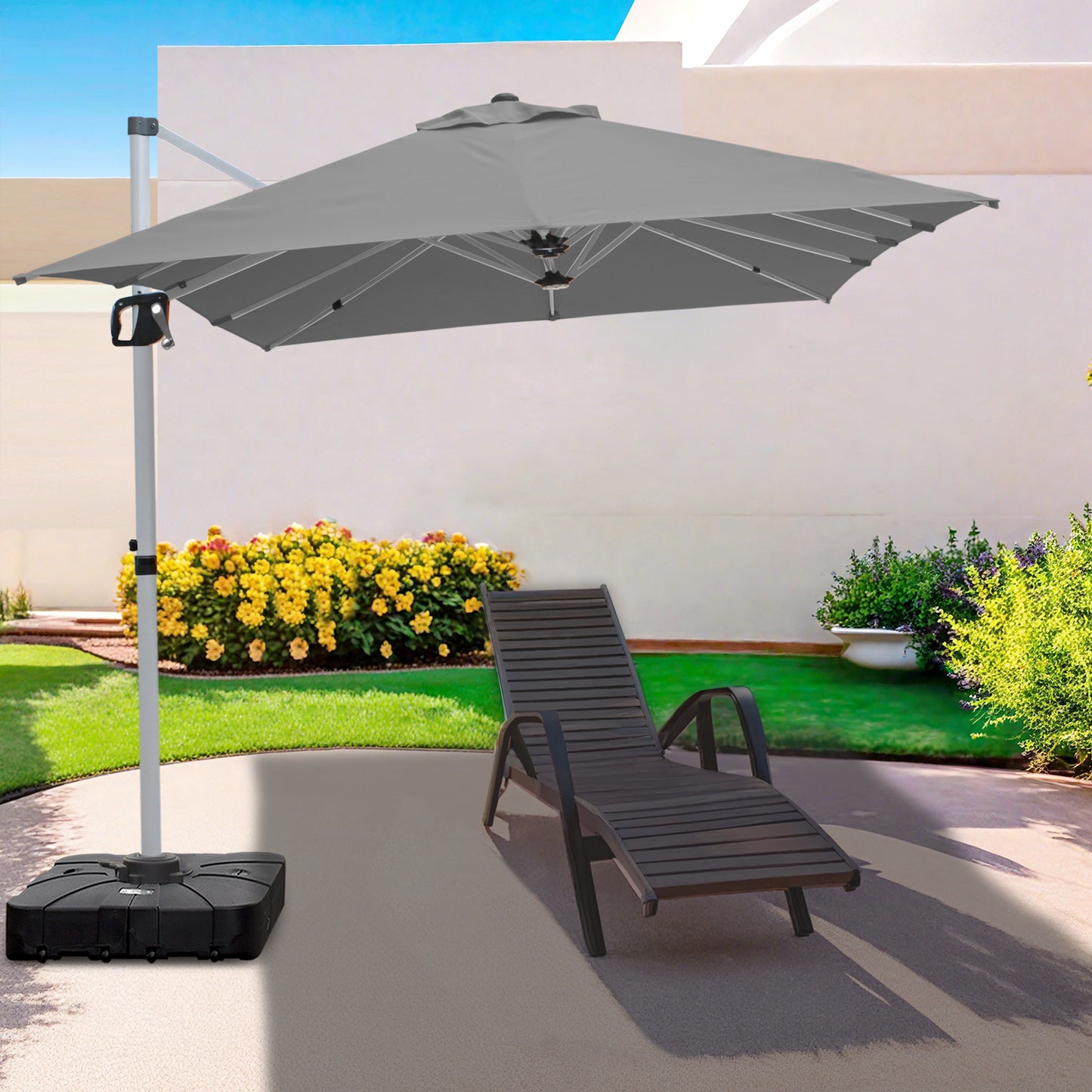 RANSENERS Doppel Ampelschirm mit Kreuzfuß Rechteckig 400x240cm - Sonnenschirm mit 360° Drehbar - UV50+ Stoff
