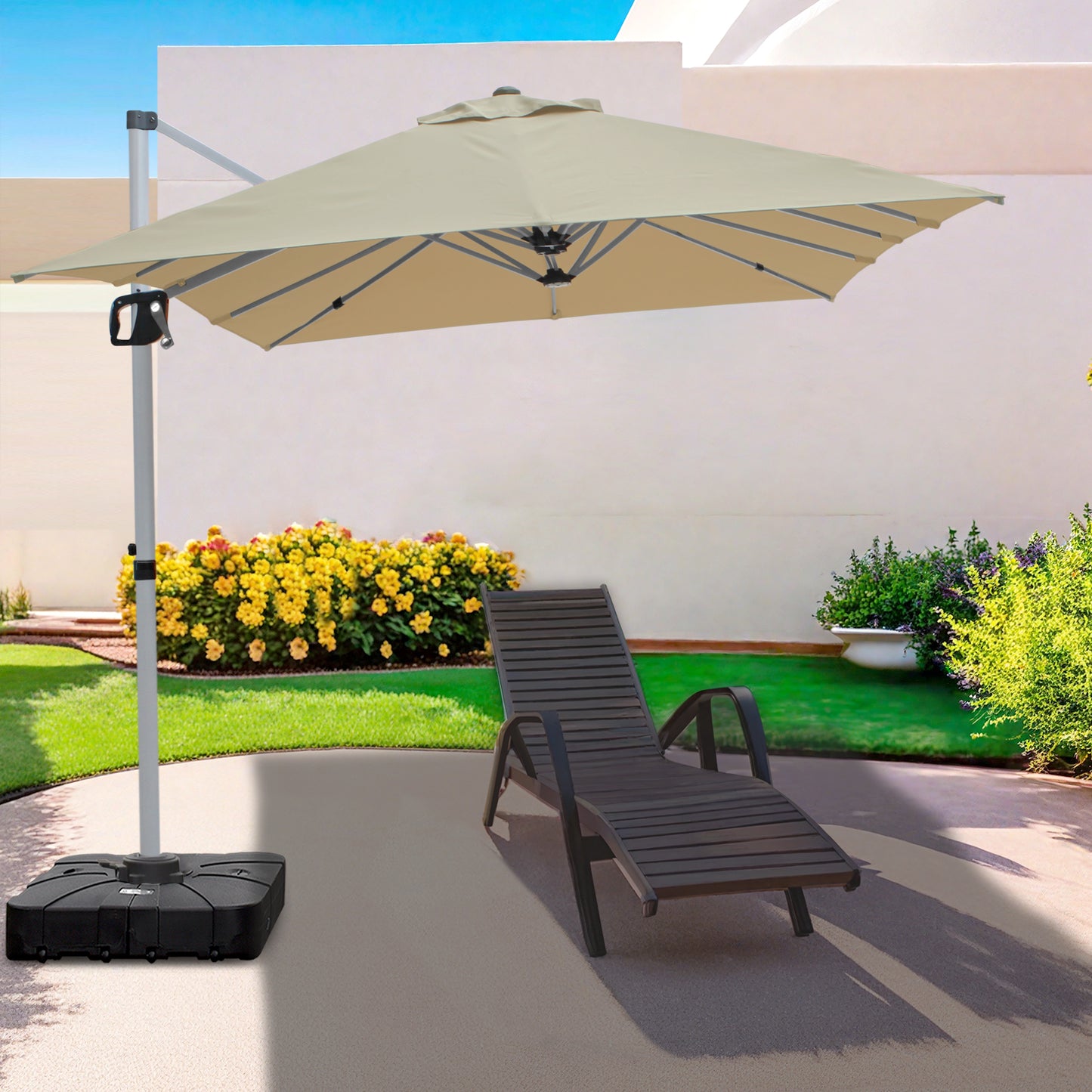 RANSENERS Doppel Ampelschirm mit Kreuzfuß Rechteckig 400x240cm - Sonnenschirm mit 360° Drehbar - UV50+ Stoff