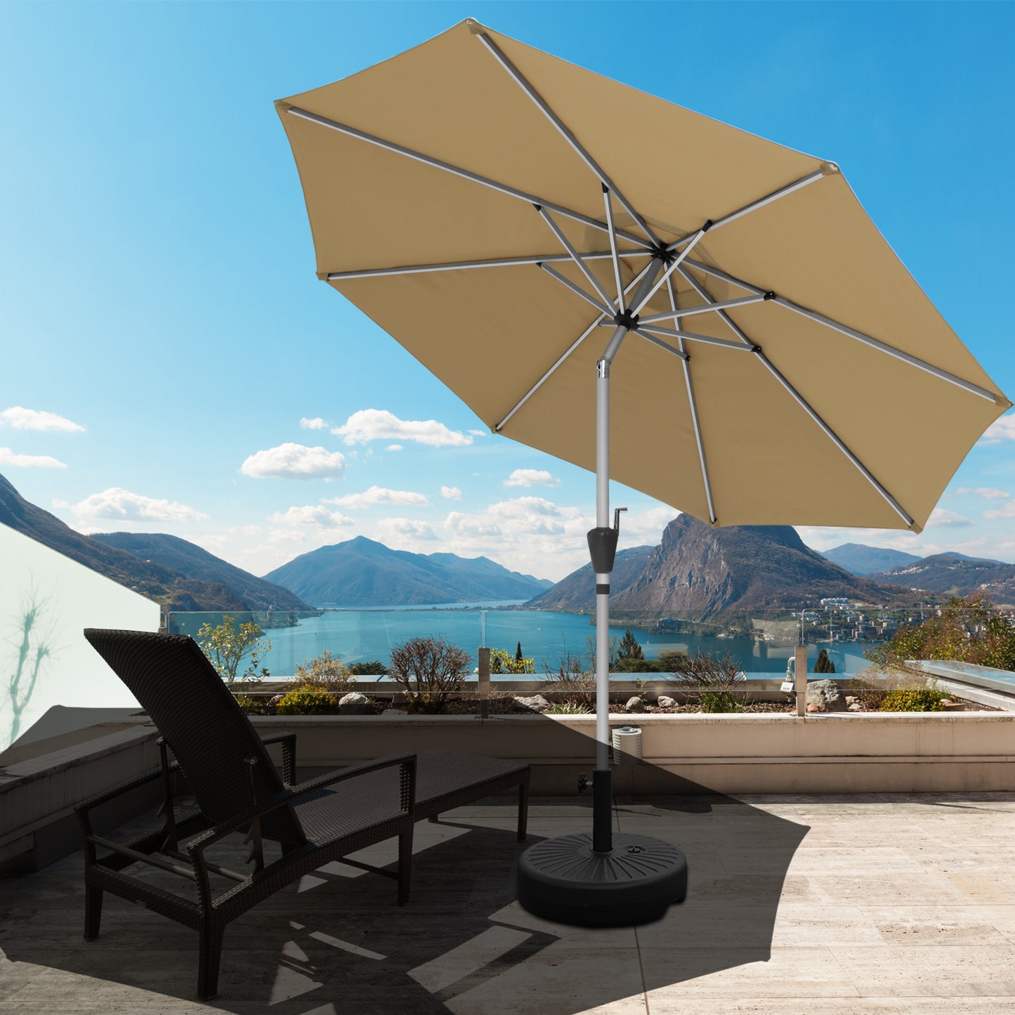 RANSENERS Ø 300cm Premium Sonnenschirm - Kippbarer Gartenschirm mit Vollaluminiumrahmen und 8 Rippen - mit UV50+ Schutz