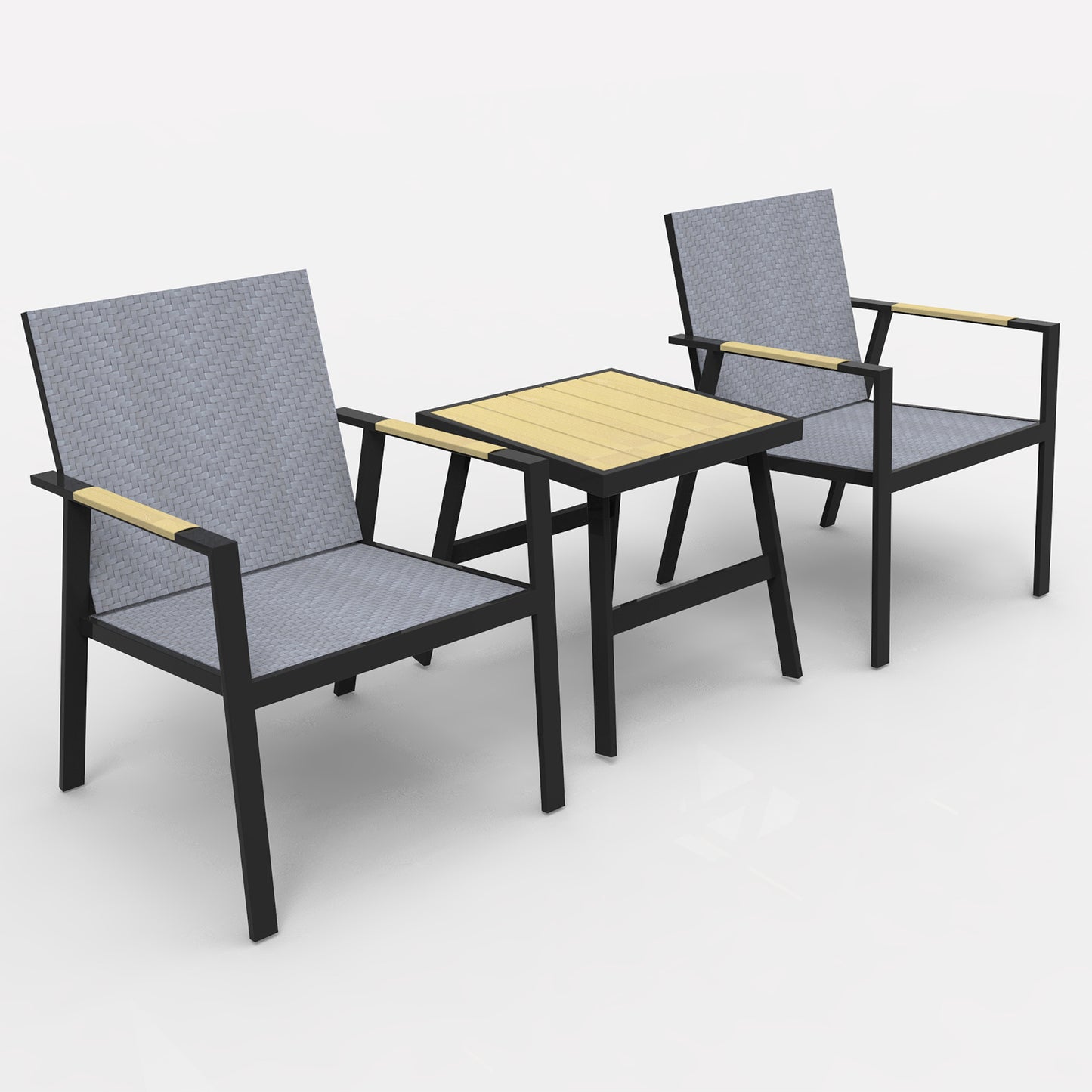 RANSENERS Premium Balkonset mit 2 Stühlen und Tisch, Bistroset mit Voll Aluminiumrahmen und Polyrattan Sitzfläche für innen und außen