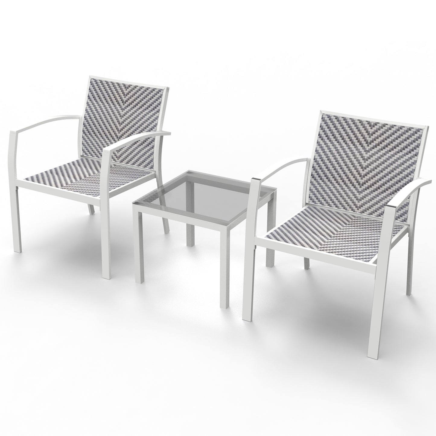 RANSENERS Balkonset mit 2 Stühlen und Tisch, Bistroset mit Legierter Stahl Rahmen und Polyrattan Sitzfläche für innen und außen