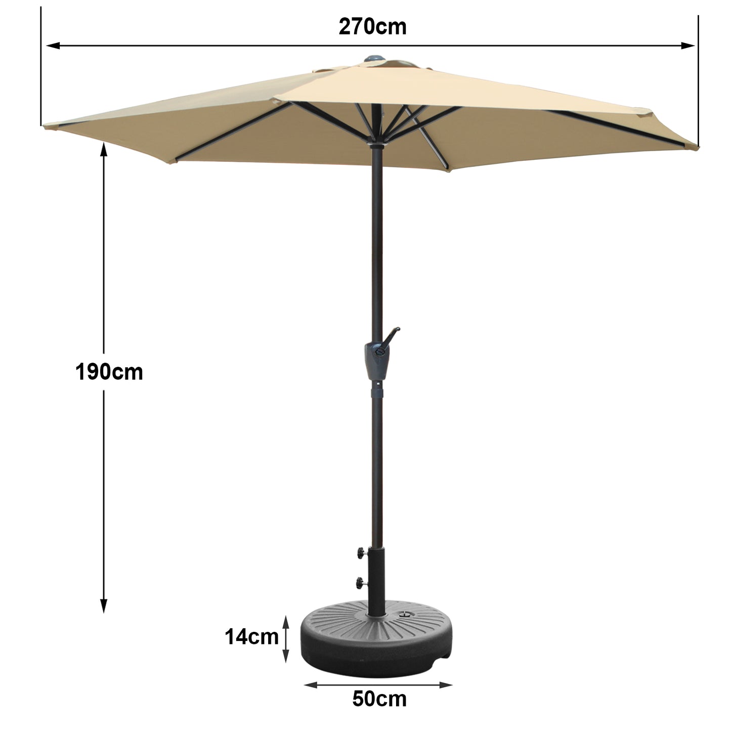 RANSENERS Ø270cm Sonnenschirm mit Schirmständer - Kippbarer Gartenschirm mit UPF50+ Stoff – Schützen Sie sich vor Sonnenstrahlen im Garten