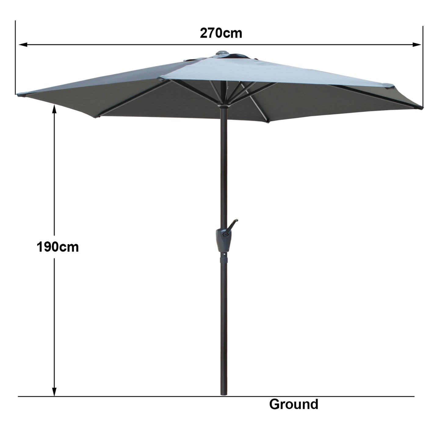 RANSENERS Ø270cm Sonnenschirm - Kippbarer Gartenschirm mit UPF50+ Stoff – Schützen Sie sich vor Sonnenstrahlen im Garten
