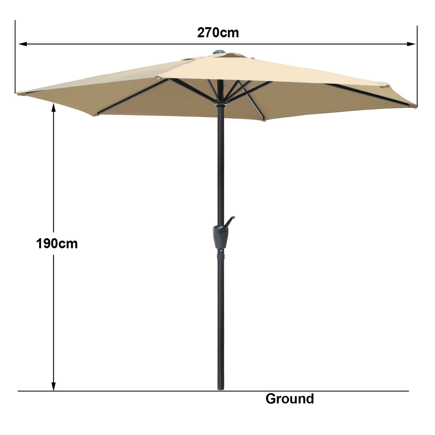 RANSENERS Ø270cm Sonnenschirm - Kippbarer Gartenschirm mit UPF50+ Stoff – Schützen Sie sich vor Sonnenstrahlen im Garten