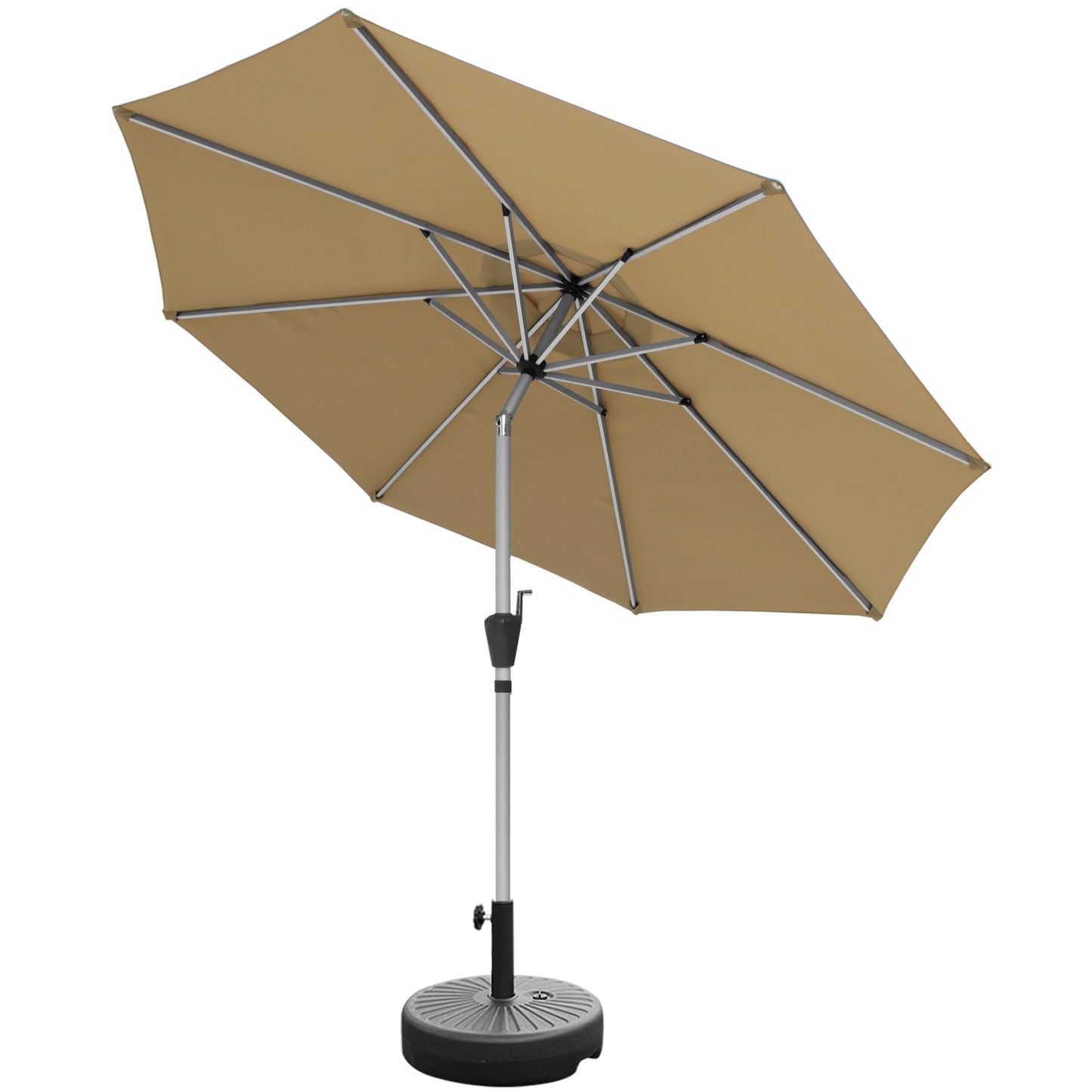 RANSENERS Ø 300cm Premium Sonnenschirm mit Schirmständer - Kippbarer Gartenschirm mit Vollaluminiumrahmen und 8 Rippen - mit UV50+ Schutz