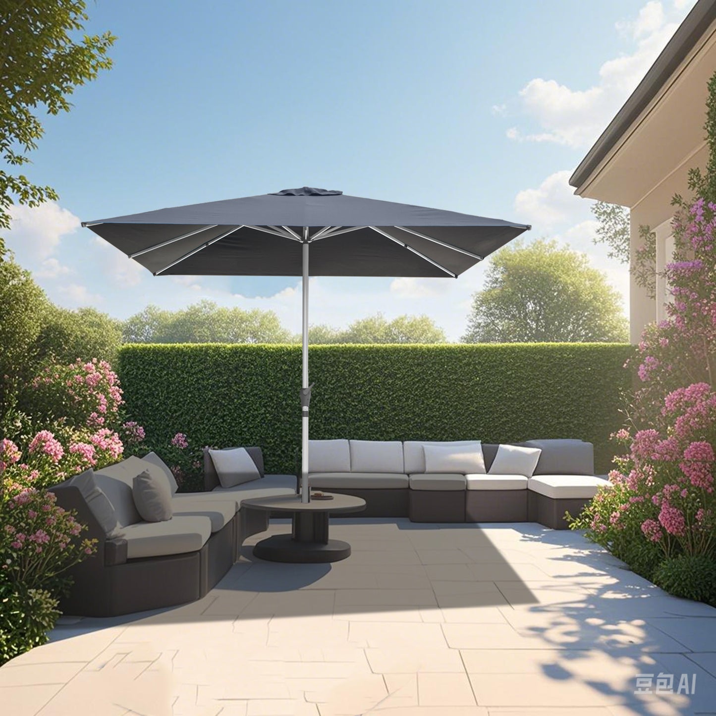 RANSENERS Premium Sonnenschirm 250x250cm mit Schirmständer - Kippbarer Gartenschirm mit Hochwertiger Rahmen und 8 Rippen - mit UV50+ Schutz