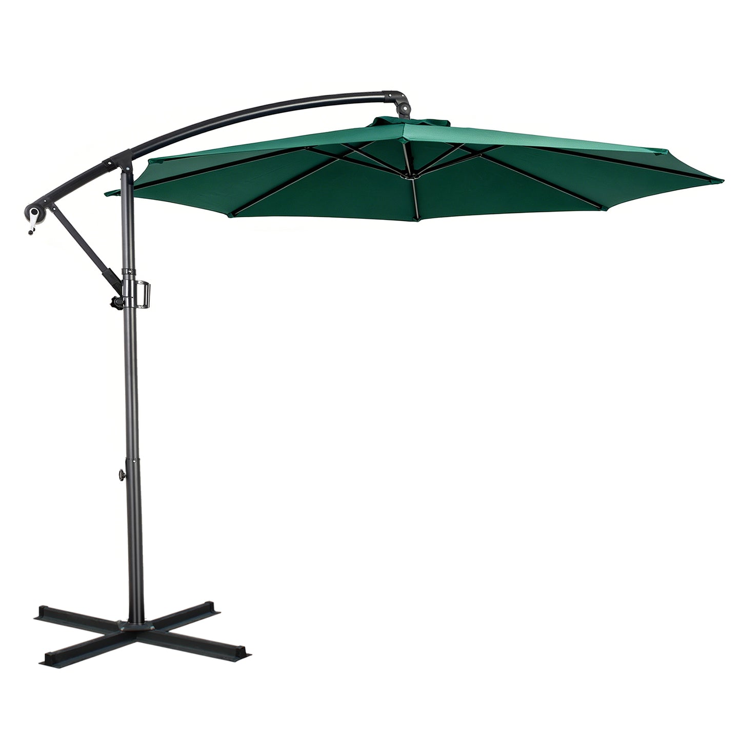 RANSENERS Ampelschirm 300cm mit Schirmständer, Sonnenschirm mit Stabiler Rahmen und 8-Rippen, UV 50+ für Garten, Terrasse, Kaffeehaus im Freien, Grün