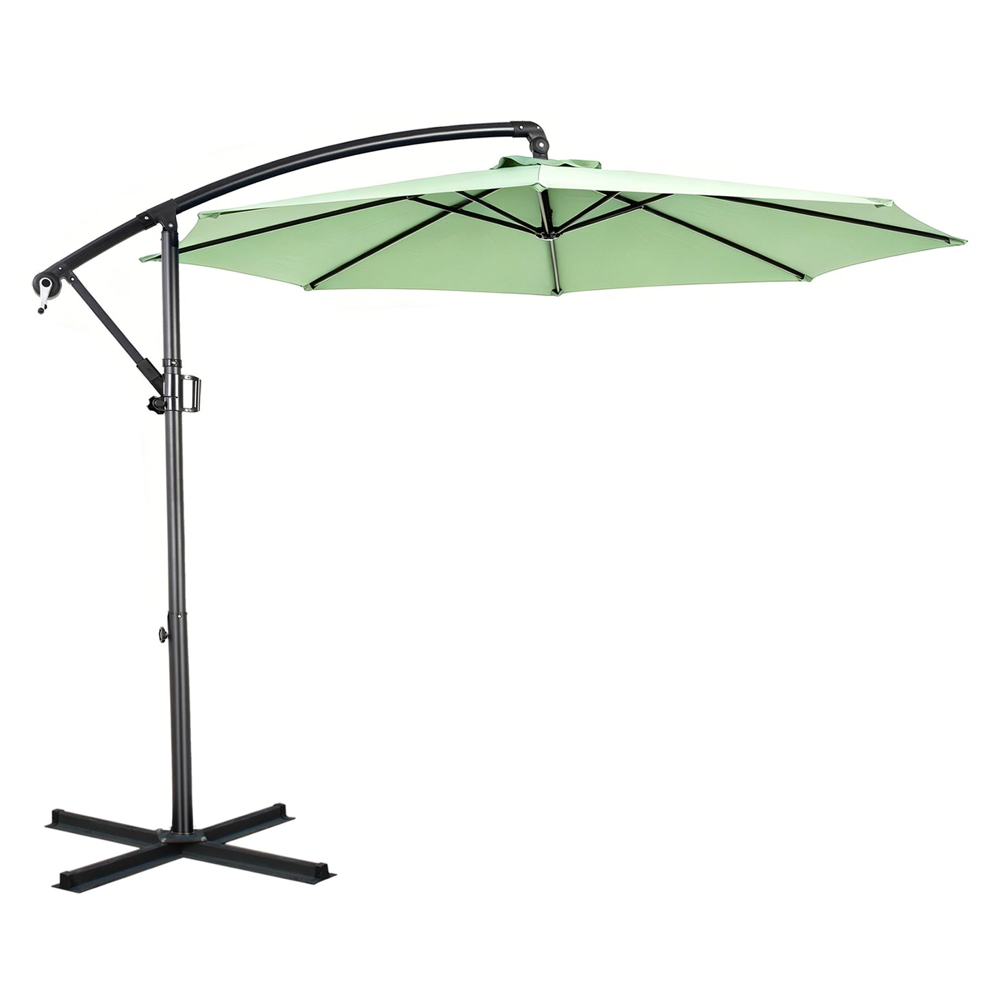 RANSENERS Ampelschirm 300cm mit Schirmständer, Sonnenschirm mit Stabiler Rahmen und 8-Rippen, UV 50+ für Garten, Terrasse, Kaffeehaus im Freien