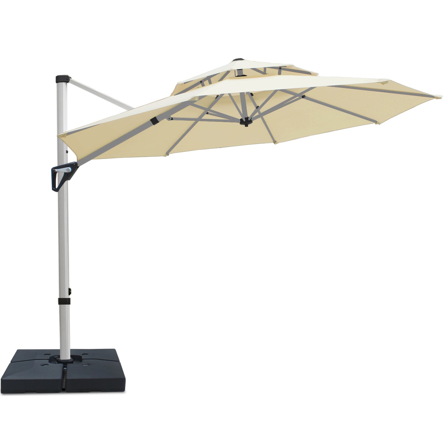 RANSENERS Premium Ampelschirm mit Schirmständer, Rund Ø 300cm, mit 360° Drehbar, UV-Schutz UPF50+ (Creme)