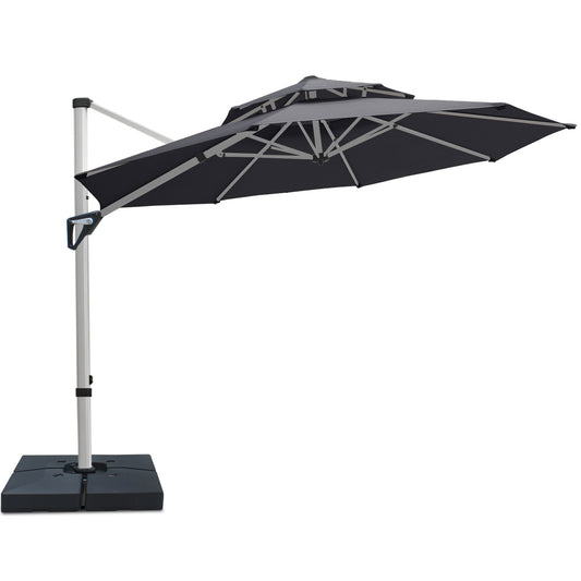 RANSENERS Premium Ampelschirm mit Schirmständer, Rund Ø 300cm, mit 360° Drehbar, UV-Schutz UPF50+ (Grau)