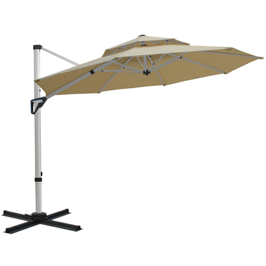 RANSENERS Premium Ampelschirm mit Kreuzfuß, Rund Ø 300cm, mit 360° Drehbar, UV-Schutz UPF50+ (Beige)