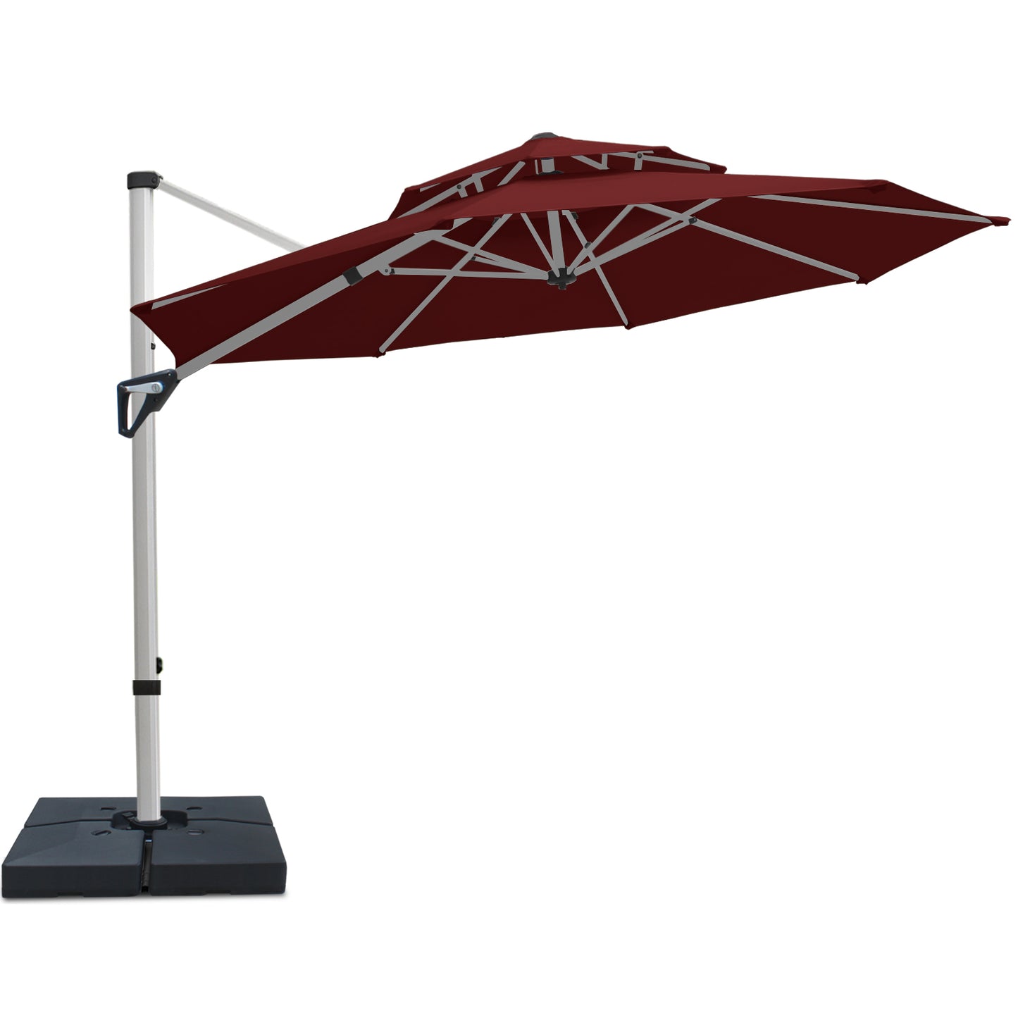 RANSENERS Premium Ampelschirm mit Schirmständer, Rund Ø 300cm, mit 360° Drehbar, UV-Schutz UPF50+ (Rotwein)