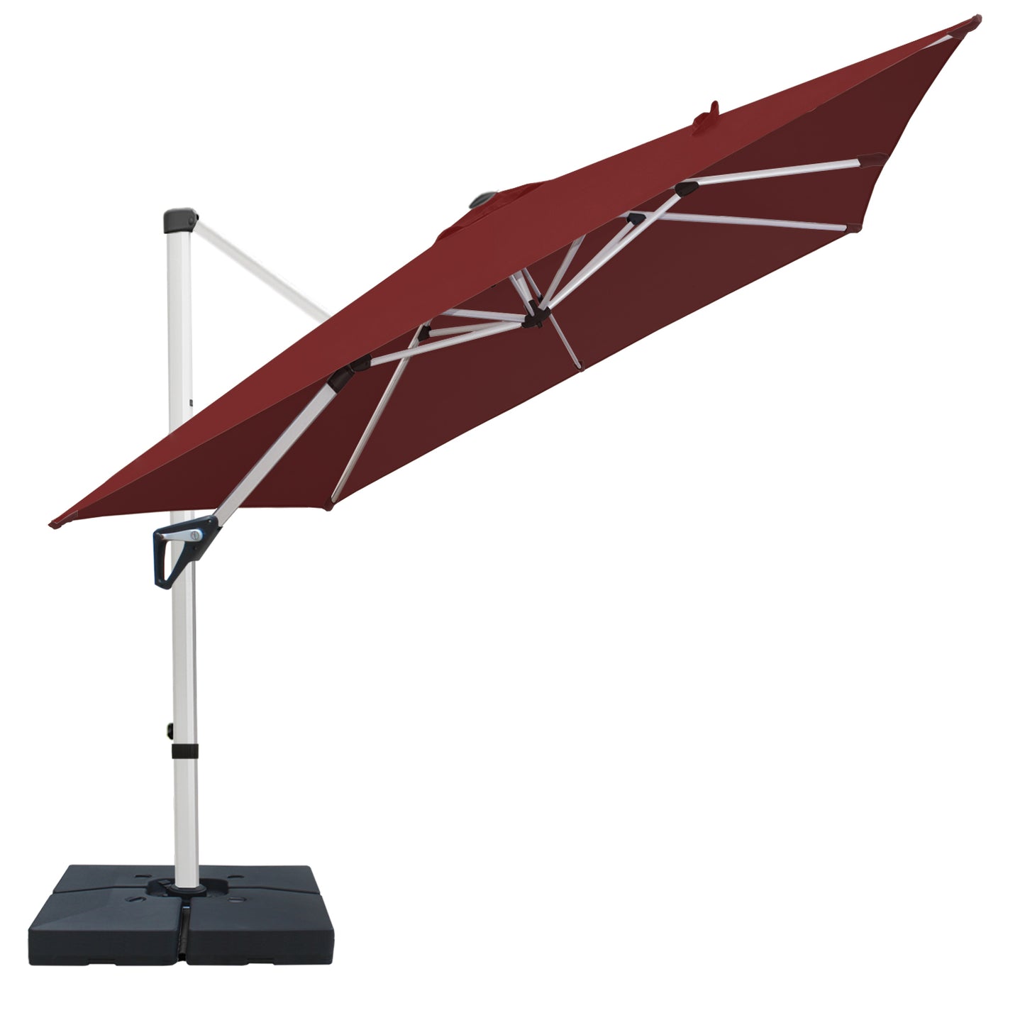 RANSENERS Premium Ampelschirm mit Schirmständer, Quadratisch 270 x 270 cm, mit 360° Drehbar, UV-Schutz UPF50+ (Rotwein)