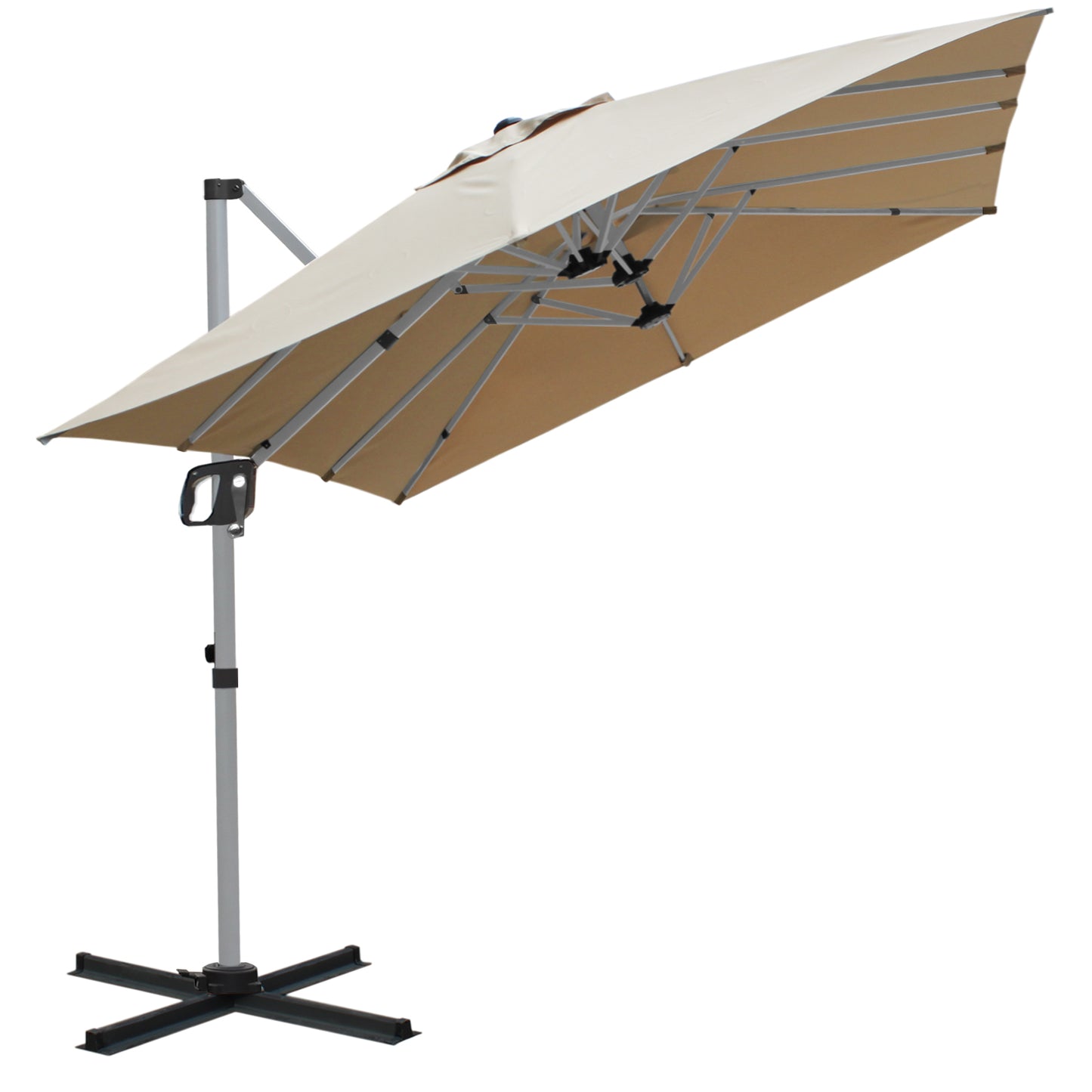 RANSENERS Doppel Ampelschirm mit Kreuzfuß Rechteckig 400x240cm - Sonnenschirm mit 360° Drehbar - UV50+ Stoff