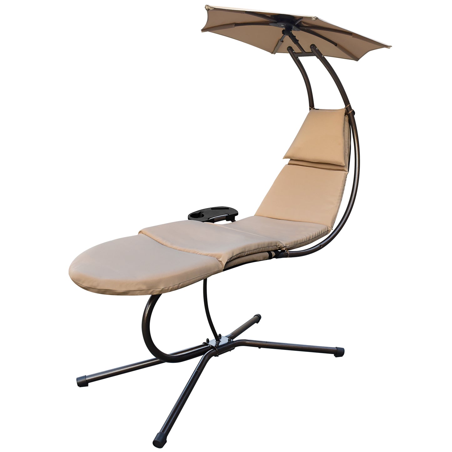 RANSENERS Schwebeliege mit Verstellbarem Sonnendach, Bequeme Schaukelliege pure Entspannung im Garten (Beige)