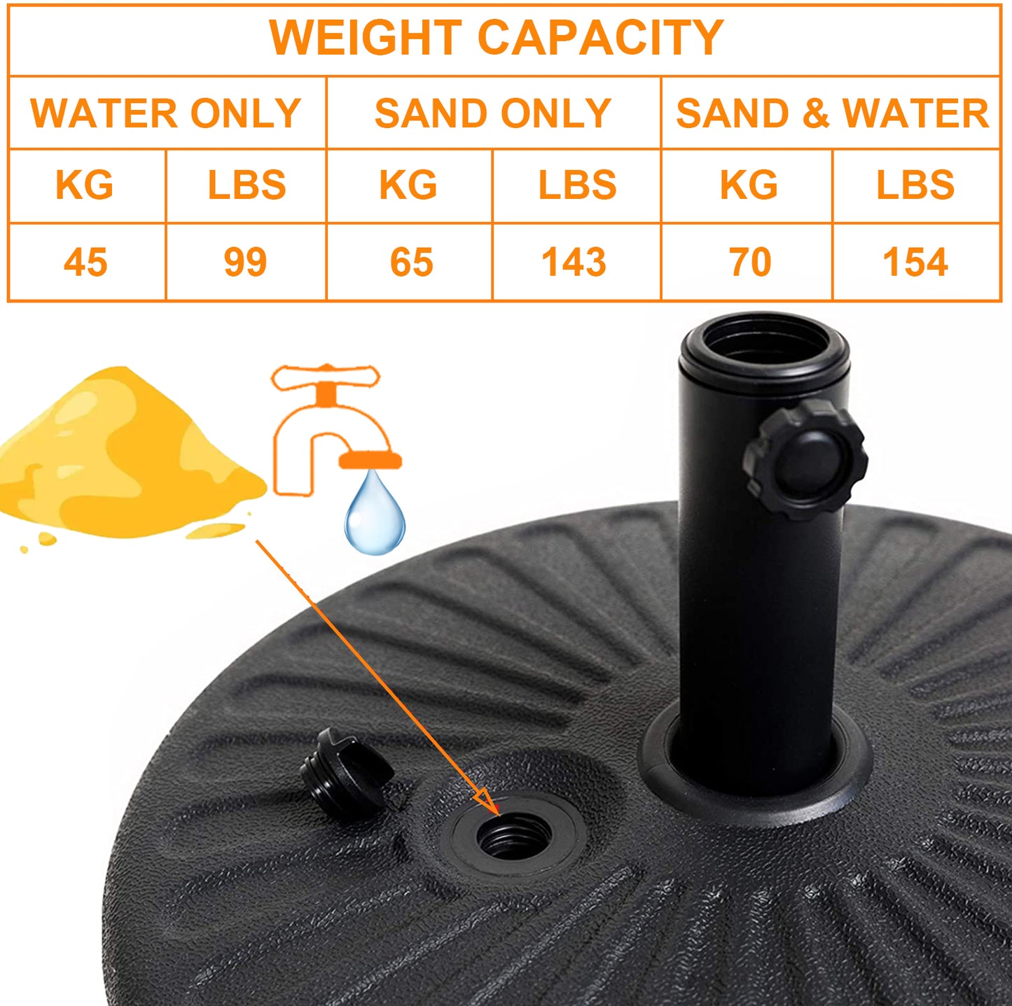 RANSENERS 45-70kg Schirmständer für Mittelgroße und große Sonnenschirm
