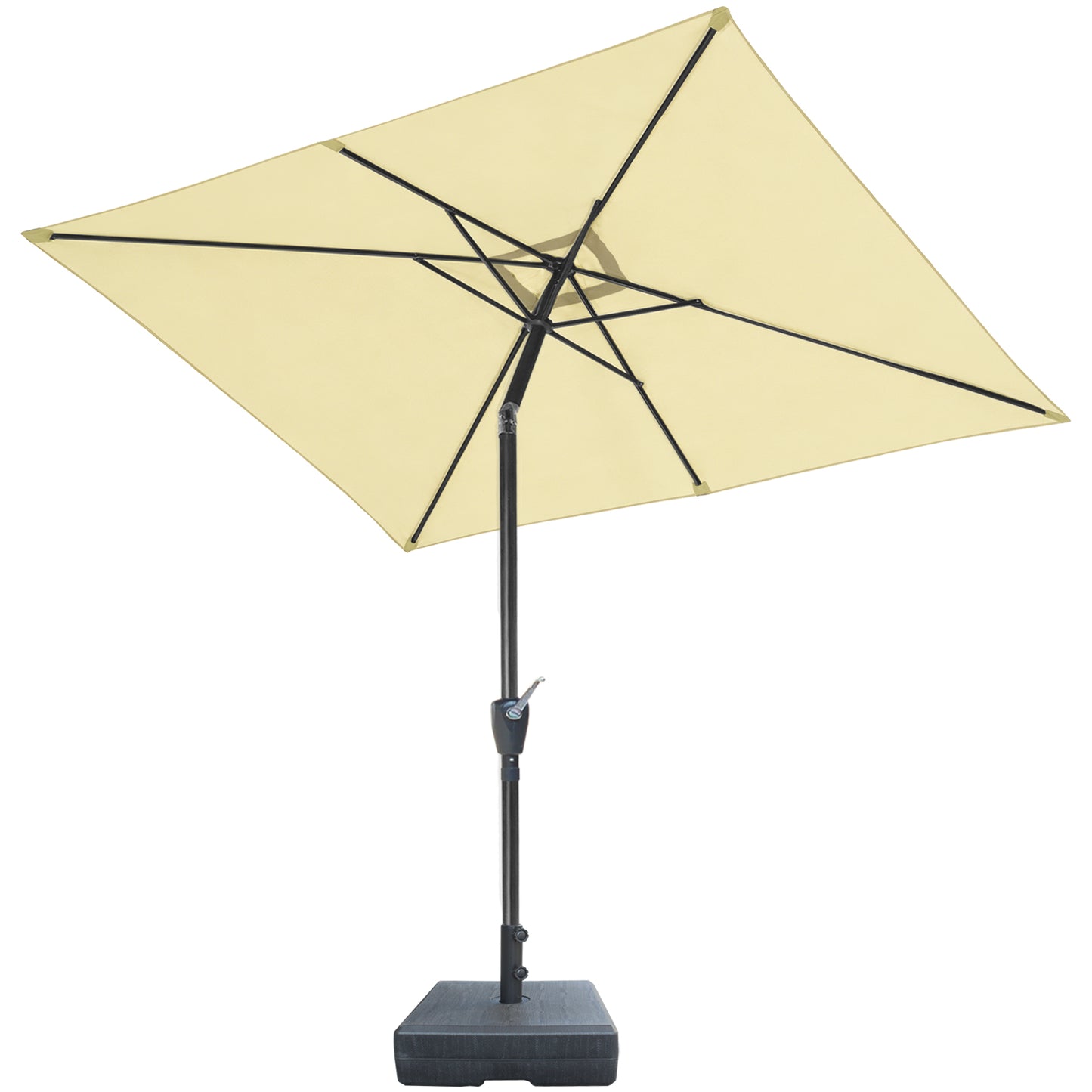 RANSENERS Kippbarer Sonnenschirm mit Schirmständer, Rechteckig 200 x 300 cm Gartenschirm, UV-Schutz UPF50+ (Creme)