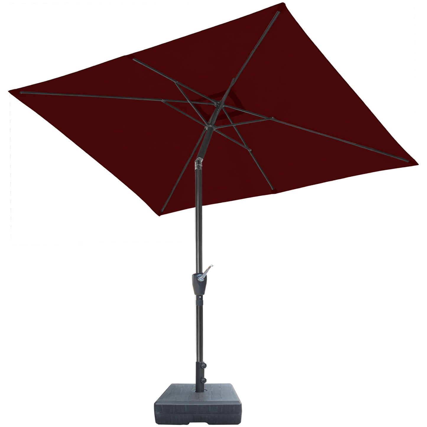 RANSENERS Kippbarer Sonnenschirm mit Schirmständer, Rechteckig 200 x 300 cm Gartenschirm, UV-Schutz UPF50+ (Rotwein)