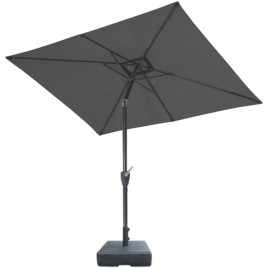 RANSENERS Kippbarer Sonnenschirm mit Schirmständer, Rechteckig 200 x 300 cm Gartenschirm, UV-Schutz UPF50+ (Grau)