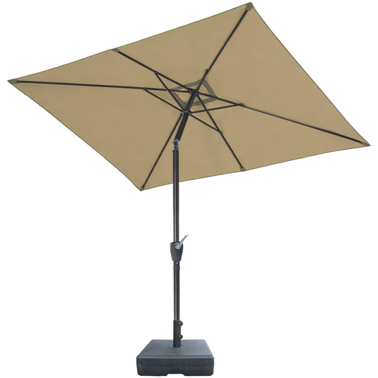 RANSENERS Kippbarer Sonnenschirm mit Schirmständer, Rechteckig 200 x 300 cm Gartenschirm, UV-Schutz UPF50+ (Beige)