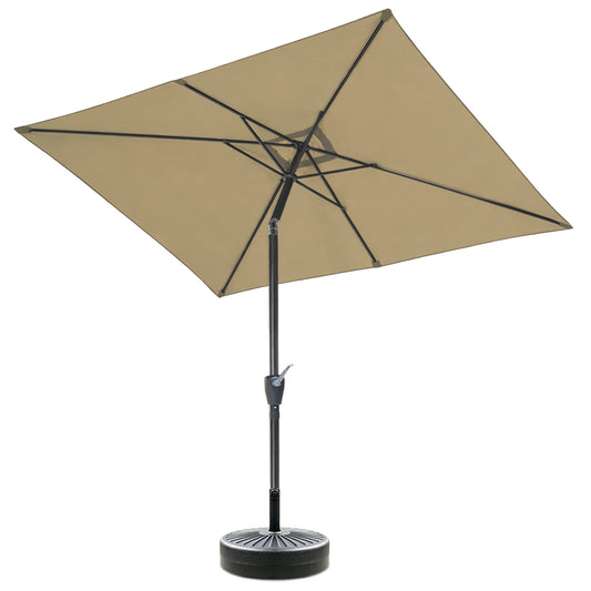 RANSENERS Kippbarer Sonnenschirm Rechteckig 200 x 300 cm mit Schirmständer, Schutzhülle Inklusive, Verstärkter Rahmen, 200g/㎡ Gewebe mit UV50+ für Garten, Terrasse, Kaffeehaus im Freien