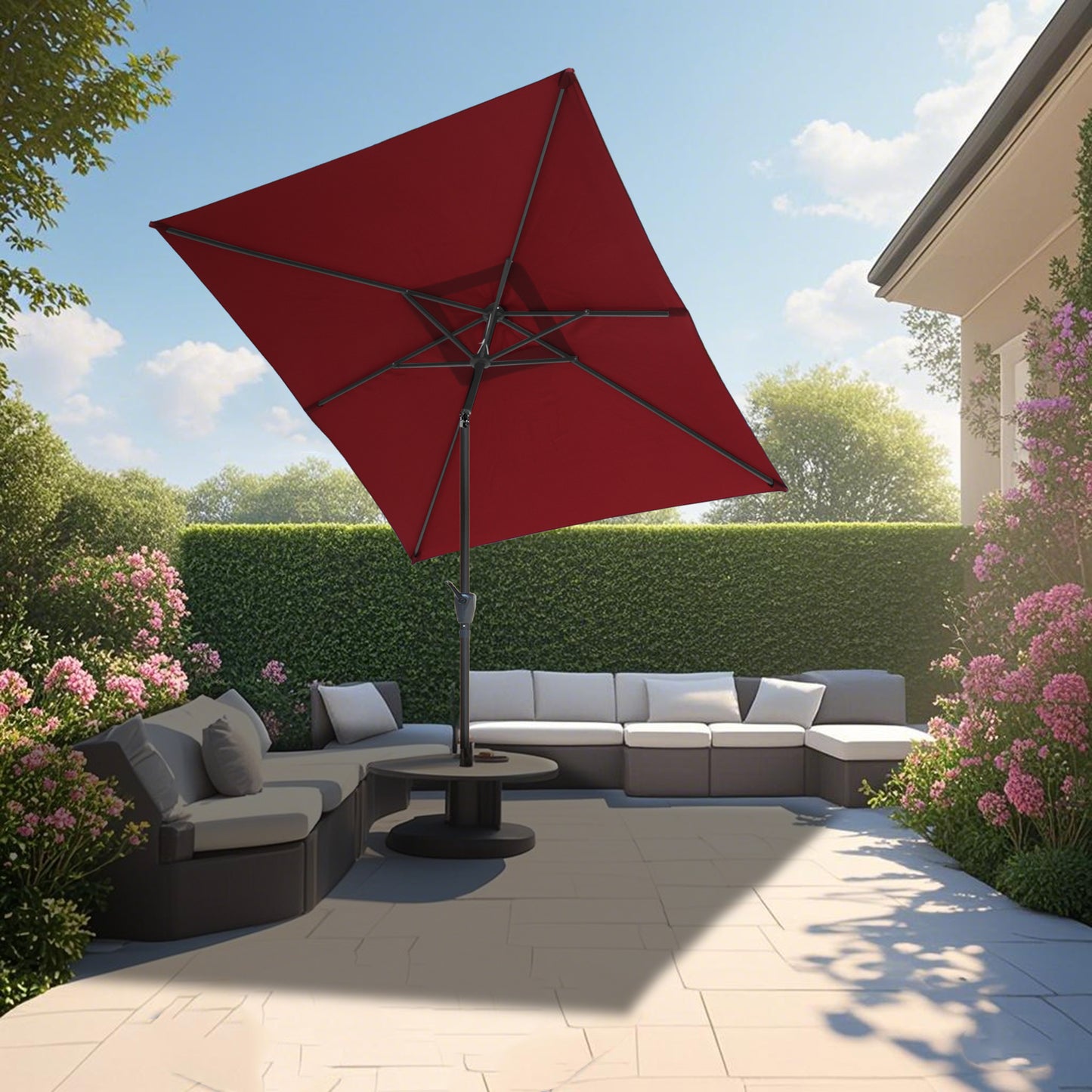 RANSENERS Sonnenschirm 200 * 300cm Rechteckig Kippbar Gartenschirm - Stilvoller Marketschirm mit Sonnenschutz UV50+ und Einfacher Handhabung
