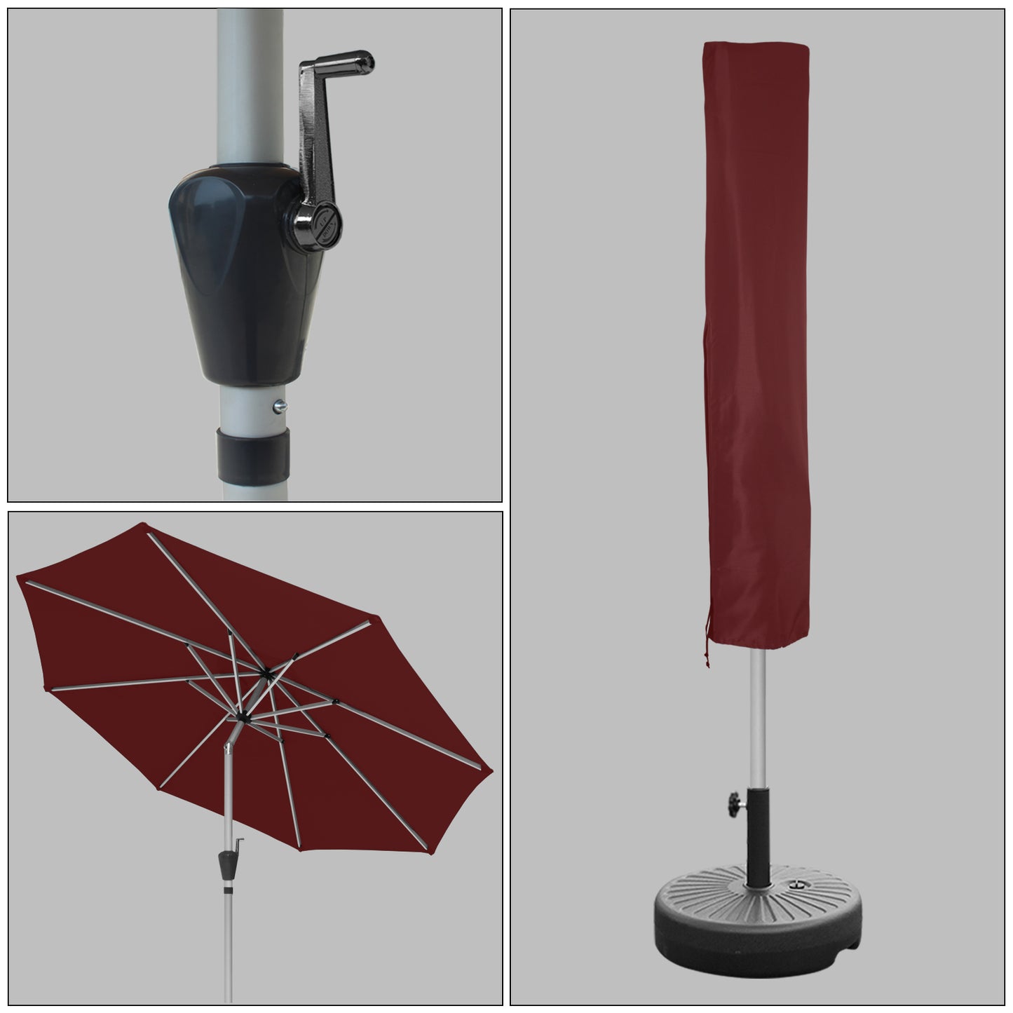 RANSENERS Ø 300cm Premium Sonnenschirm - Kippbarer Gartenschirm mit Vollaluminiumrahmen und 8 Rippen - mit UV50+ Schutz