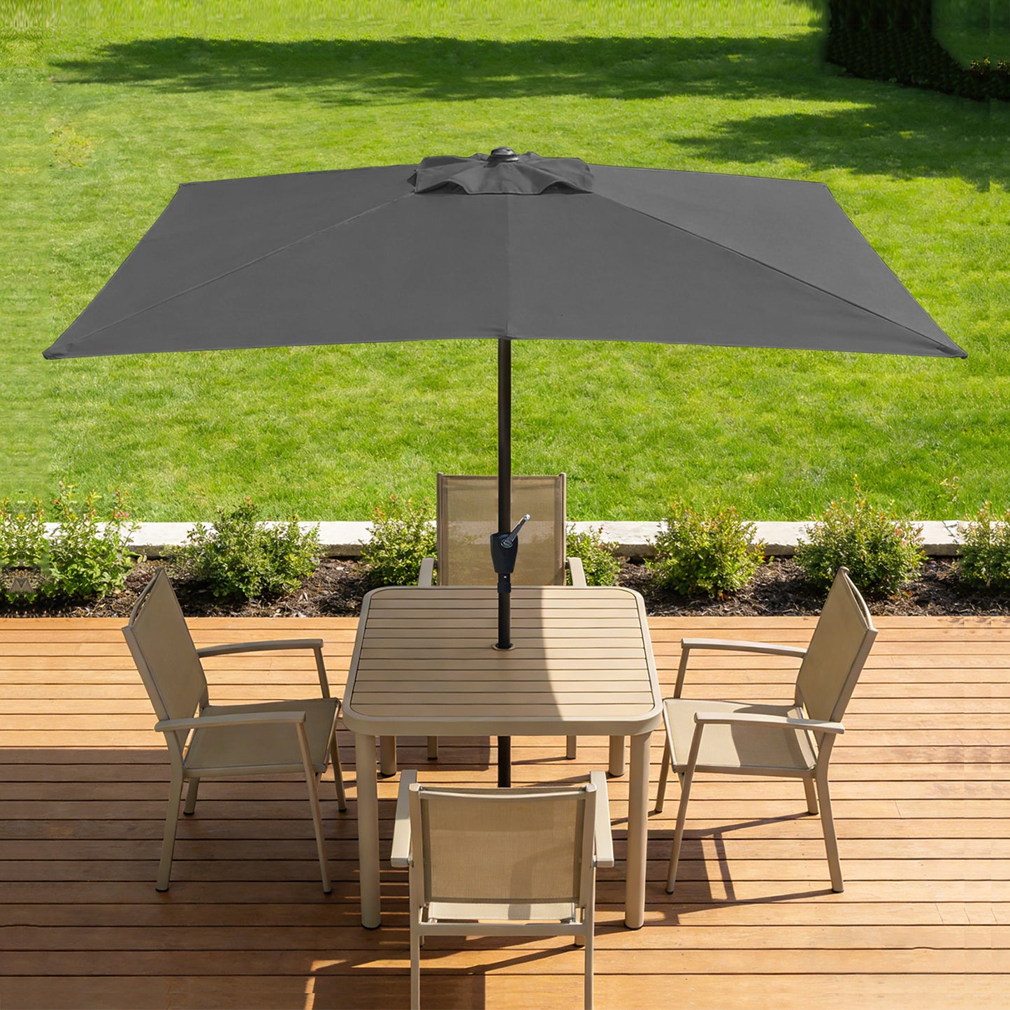 RANSENERS Kippbarer Sonnenschirm, Rechteckig 200 x 300 cm Gartenschirm, UV-Schutz UPF50+ (Grau)