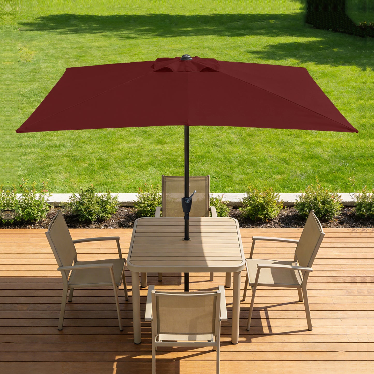 RANSENERS Kippbarer Sonnenschirm, Rechteckig 200 x 300 cm Gartenschirm, UV-Schutz UPF50+ (Rotwein)