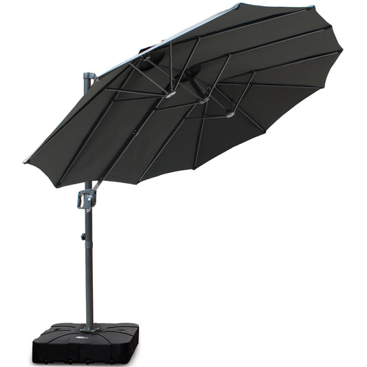 RANSENERS Ampelschirm Doppelsonnenschirm mit Schirmständer Elliptisch 430x270cm und 400x240cm - Sonnenschirm mit 360° Drehbar - UV50+ Stoff Schützen Sie sich vor Sonnenstrahlen im Garten