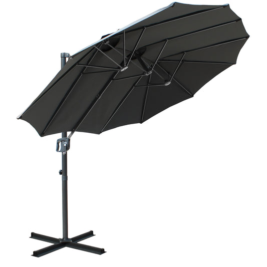 RANSENERS Ampelschirm Doppelsonnenschirm Elliptisch 430x270cm und 400x240cm - Sonnenschirm mit 360° Drehbar - UV50+ Stoff Schützen Sie sich vor Sonnenstrahlen im Garten