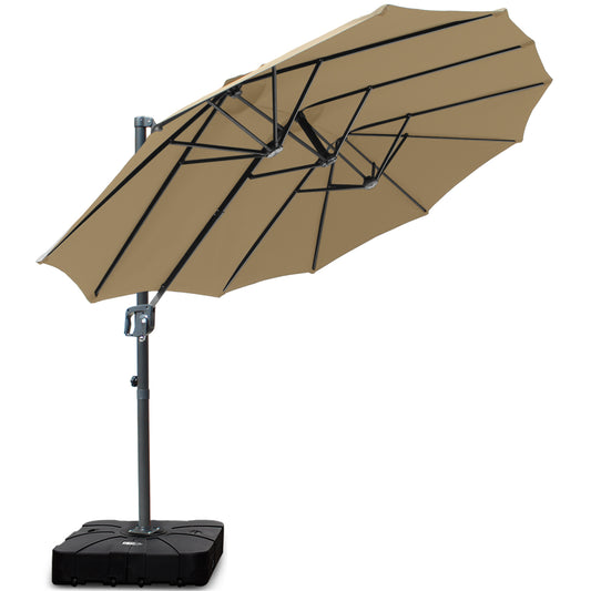 RANSENERS Ampelschirm Doppelsonnenschirm mit Schirmständer Elliptisch 430x270cm und 400x240cm - Sonnenschirm mit 360° Drehbar - UV50+ Stoff Schützen Sie sich vor Sonnenstrahlen im Garten