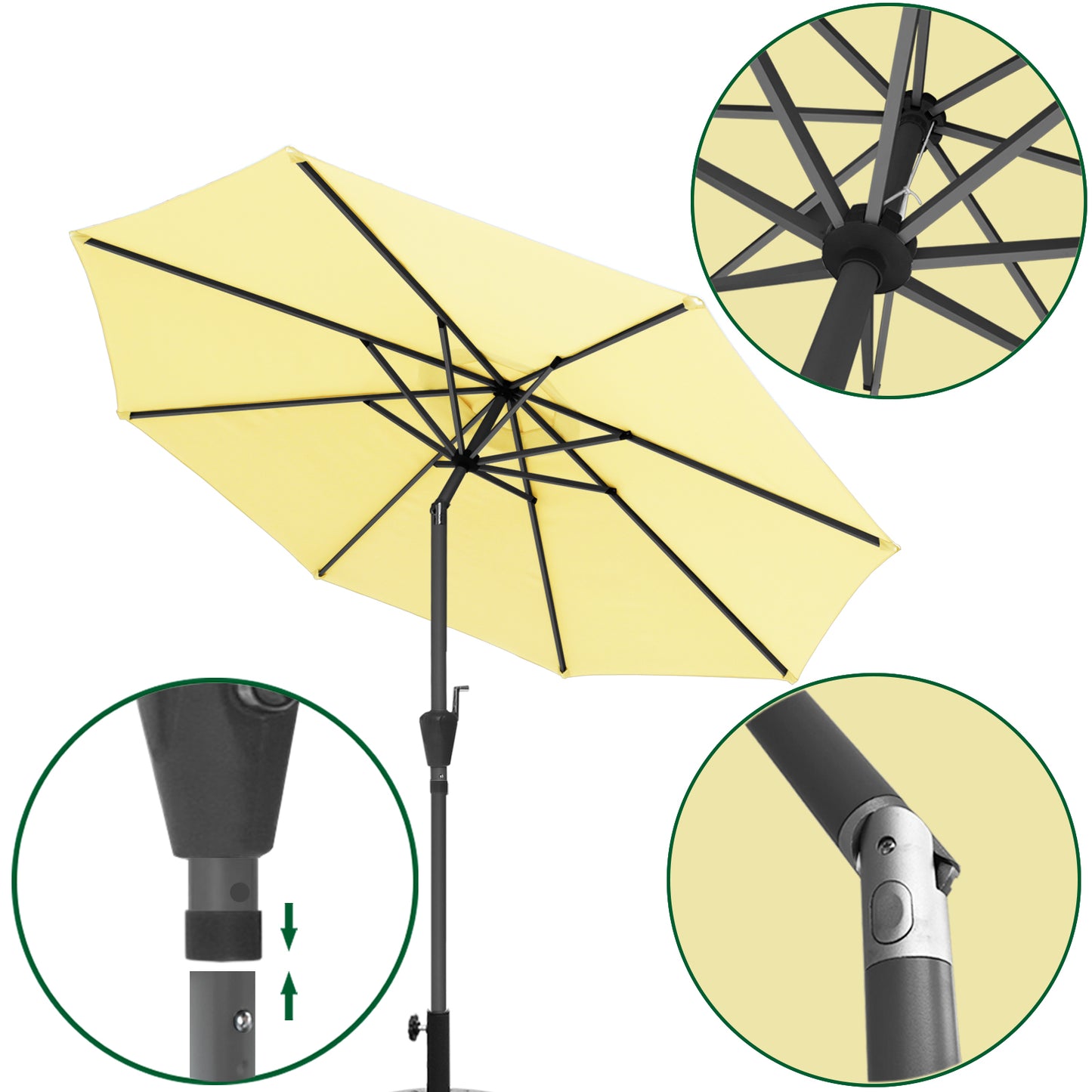 RANSENERS Kippbarer Sonnenschirm 300 cm mit Schirmständer, Schutzhülle Inklusive, 200g/m² Verdickter Gewebe mit UV50+ für Garten, Terrasse, Kaffeehaus im Freien