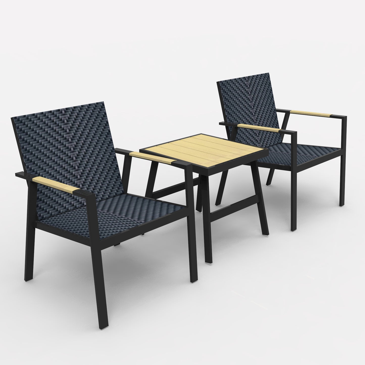 RANSENERS Premium Balkonset mit 2 Stühlen und Tisch, Bistroset mit Voll Aluminiumrahmen und Polyrattan Sitzfläche für innen und außen