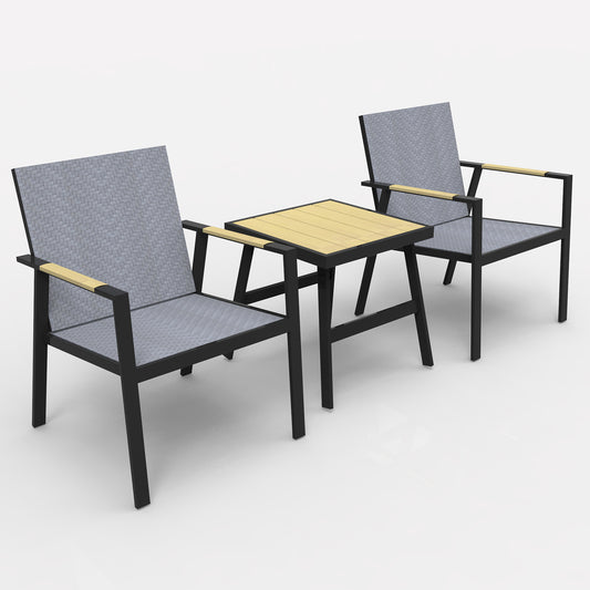 RANSENERS Premium Balkonset mit 2 Stühlen und Tisch, Bistroset mit Voll Aluminiumrahmen und Polyrattan Sitzfläche für innen und außen