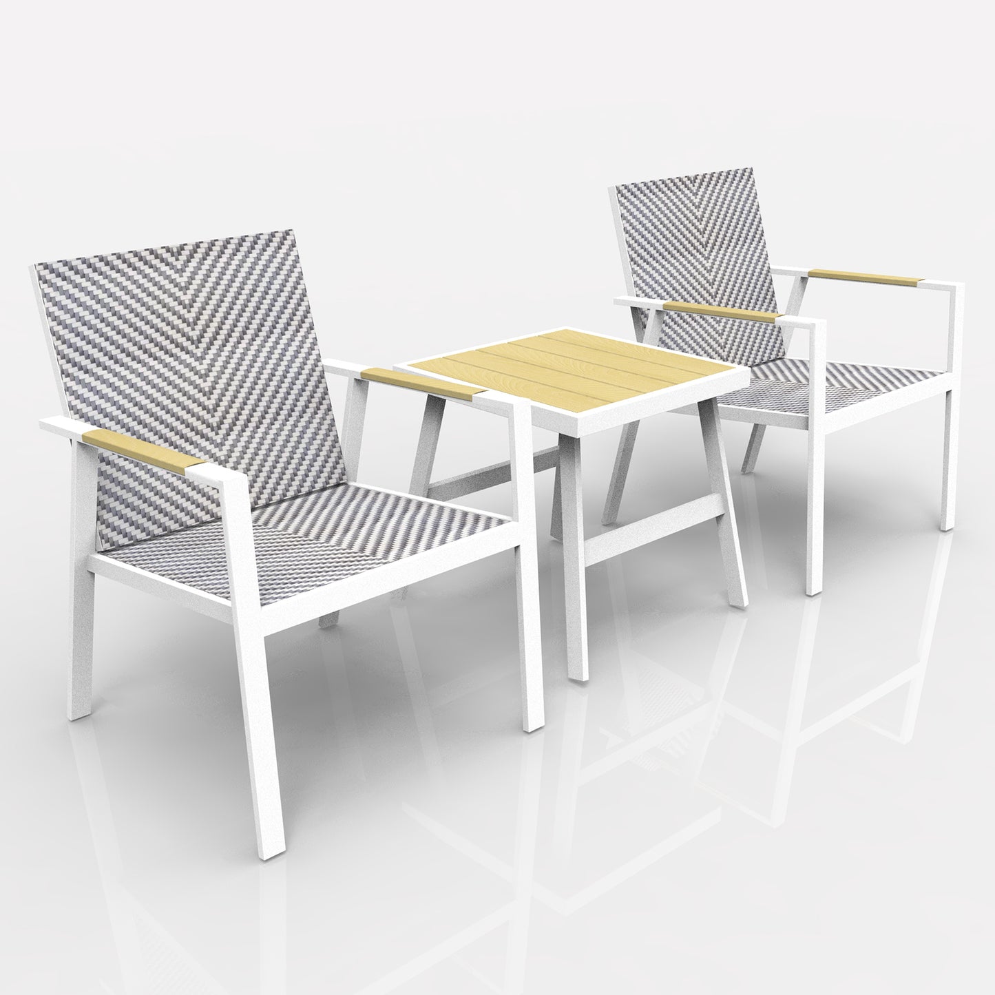 RANSENERS Premium Balkonset mit 2 Stühlen und Tisch, Bistroset mit Voll Aluminiumrahmen und Polyrattan Sitzfläche für innen und außen
