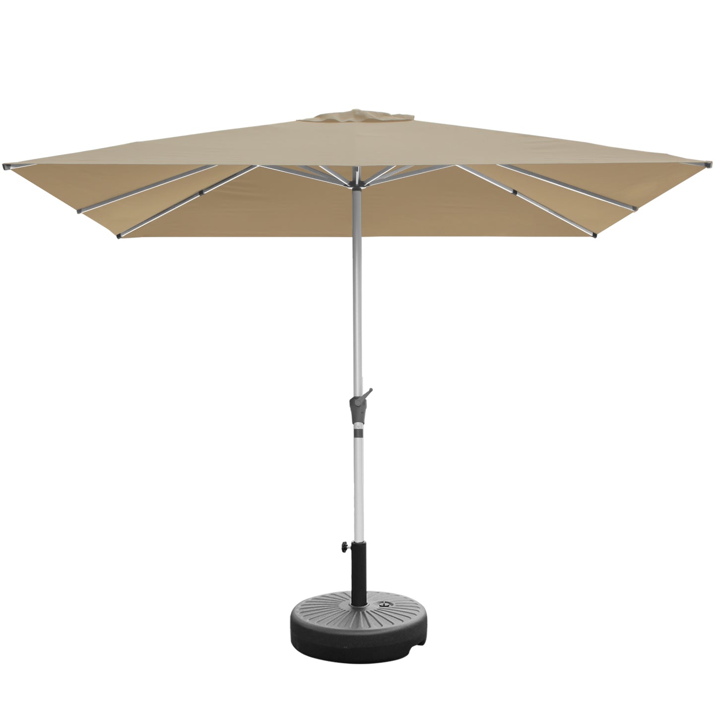 RANSENERS Kippbarer Sonnenschirm mit Schirmständer, Quadratisch 250 x 250 cm, Gartenschirm mit 8 Rippe, UV-Schutz UPF50+ (Beige)