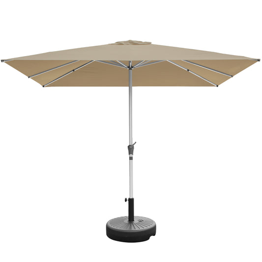 RANSENERS Kippbarer Sonnenschirm mit Schirmständer, Quadratisch 250 x 250 cm, Gartenschirm mit 8 Rippe, UV-Schutz UPF50+ (Beige)