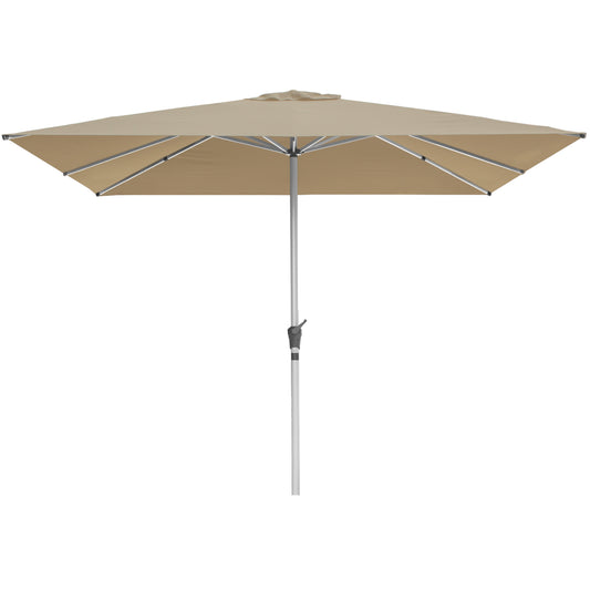 RANSENERS Kippbarer Sonnenschirm mit Kreuzfuß, Quadratisch 250 x 250 cm, Gartenschirm mit 8 Rippe, UV-Schutz UPF50+ (Beige)