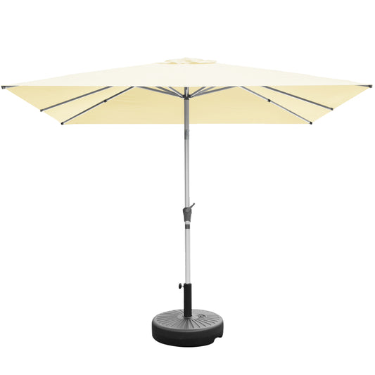 RANSENERS Kippbarer Sonnenschirm mit Schirmständer, Quadratisch 250 x 250 cm, Gartenschirm mit 8 Rippe, UV-Schutz UPF50+ (Creme)