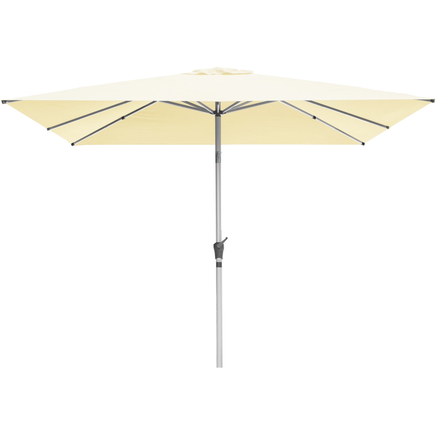 RANSENERS Kippbarer Sonnenschirm mit Kreuzfuß, Quadratisch 250 x 250 cm, Gartenschirm mit 8 Rippe, UV-Schutz UPF50+ (Creme)