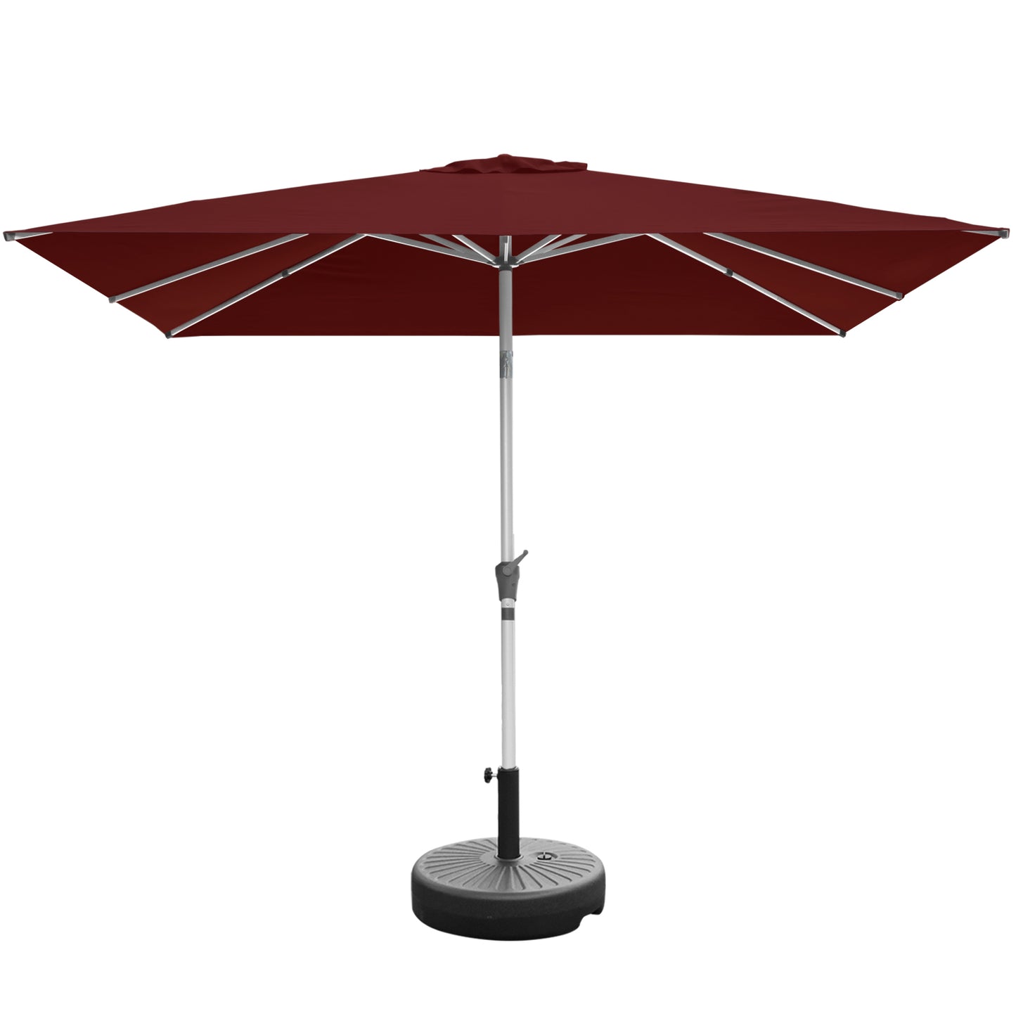 RANSENERS Kippbarer Sonnenschirm mit Schirmständer, Quadratisch 250 x 250 cm, Gartenschirm mit 8 Rippe, UV-Schutz UPF50+ (Rotwein)