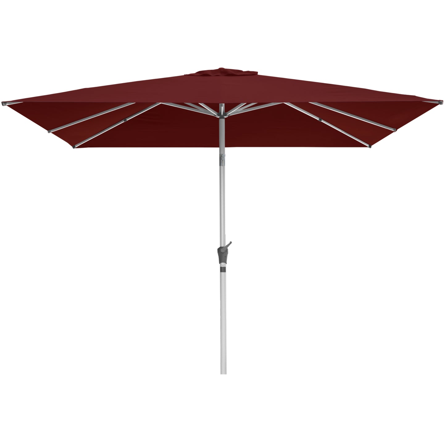 RANSENERS Kippbarer Sonnenschirm mit Kreuzfuß, Quadratisch 250 x 250 cm, Gartenschirm mit 8 Rippe, UV-Schutz UPF50+ (Rotwein)