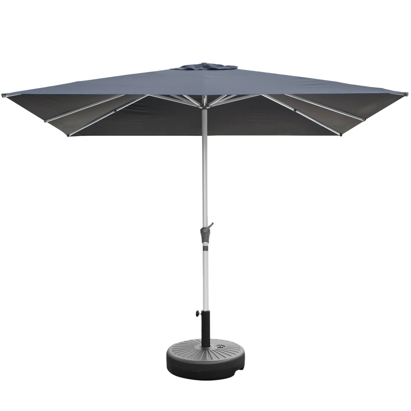 RANSENERS Kippbarer Sonnenschirm mit Schirmständer, Quadratisch 250 x 250 cm, Gartenschirm mit 8 Rippe, UV-Schutz UPF50+ (Grau)