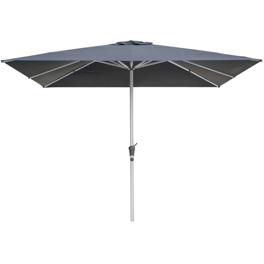 RANSENERS Kippbarer Sonnenschirm mit Kreuzfuß, Quadratisch 250 x 250 cm, Gartenschirm mit 8 Rippe, UV-Schutz UPF50+ (Grau)