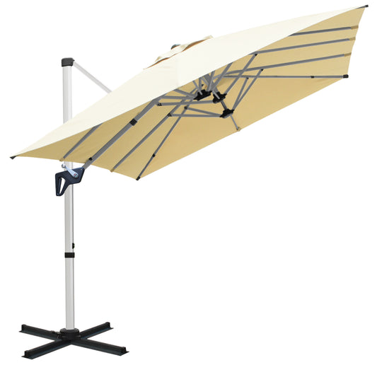 RANSENERS Doppel Ampelschirm, Rechteckig 400x240cm, mit 360° Drehbar, UV-Schutz UPF50+ (Creme)