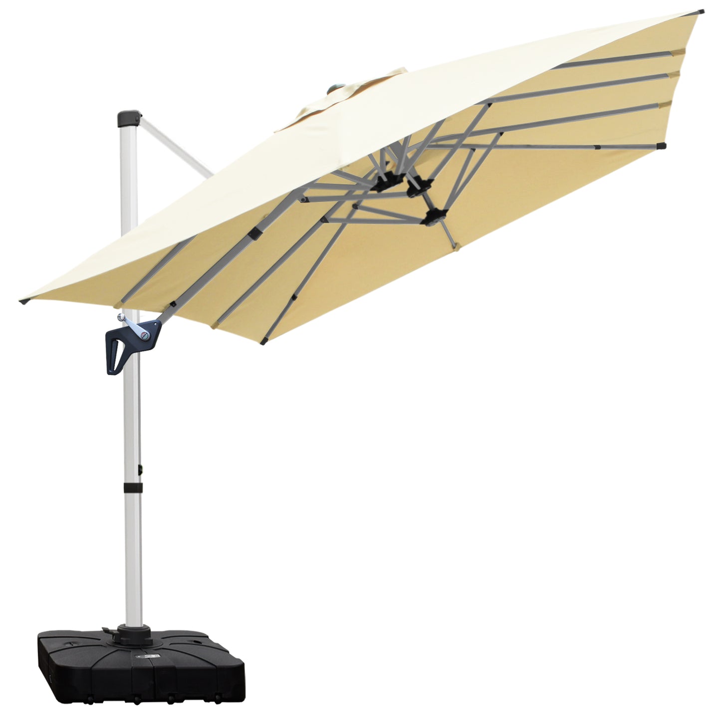 RANSENERS Doppel Ampelschirm mit Schirmständer, Rechteckig 400x240cm, mit 360° Drehbar, UV-Schutz UPF50+ (Creme)