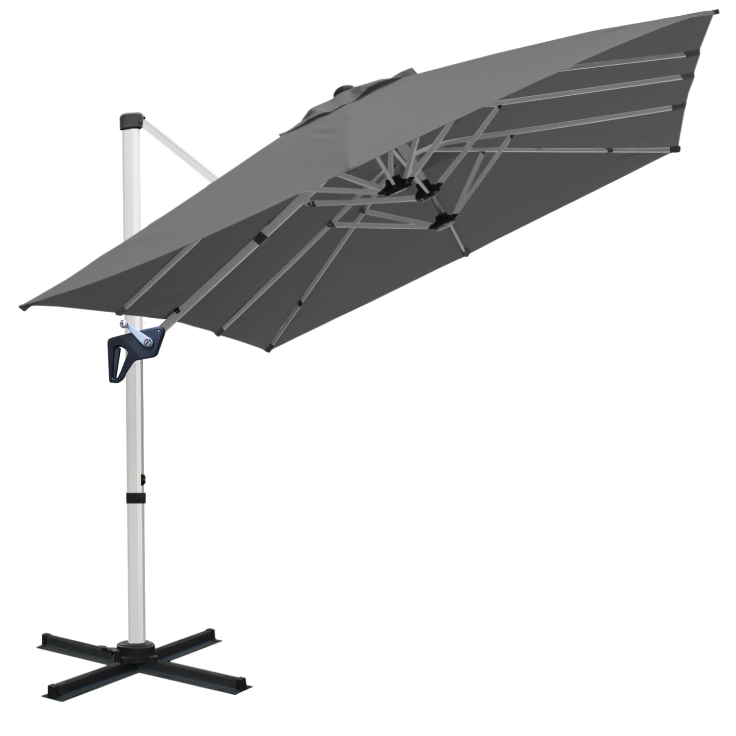 RANSENERS Doppel Ampelschirm, Rechteckig 400x240cm, mit 360° Drehbar, UV-Schutz UPF50+ (Grau)