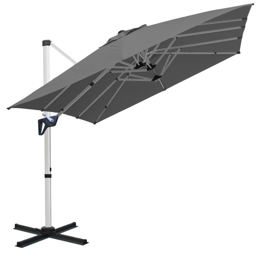 RANSENERS Doppel Ampelschirm, Rechteckig 400x240cm, mit 360° Drehbar, UV-Schutz UPF50+ (Grau)